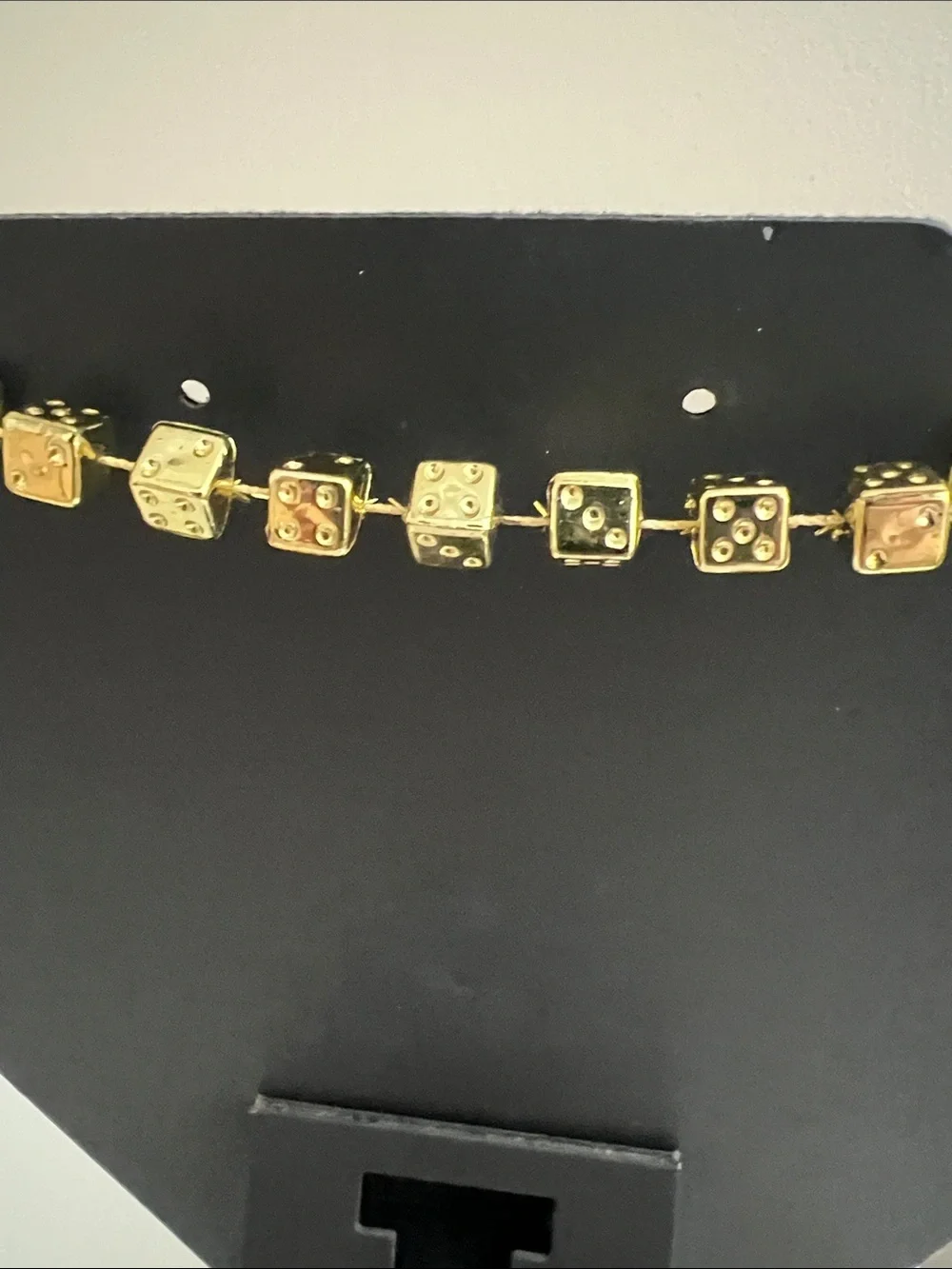 Vintage Gold Tone Dice Cubes Necklace - Novelty - Long
